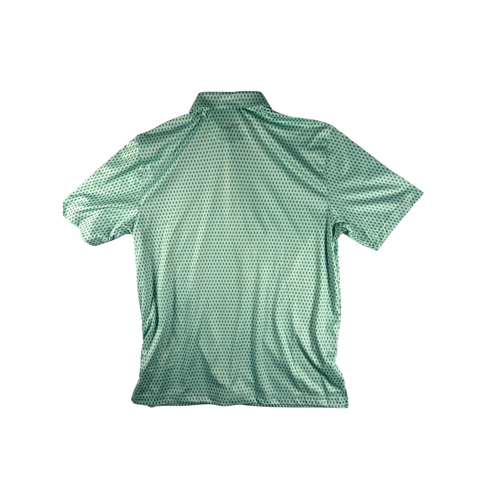 Greg Norman Mens L G Performance Fabric Polo Shirt Mint Green Diamond Print - Picture 2 of 9